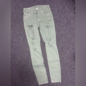 True Religion Green Distressed Women Jeans